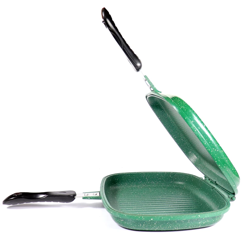 
 Модная двухсторонняя сковорода с антипригарным мраморным покрытием, сковорода с двойным грилем для плиты  