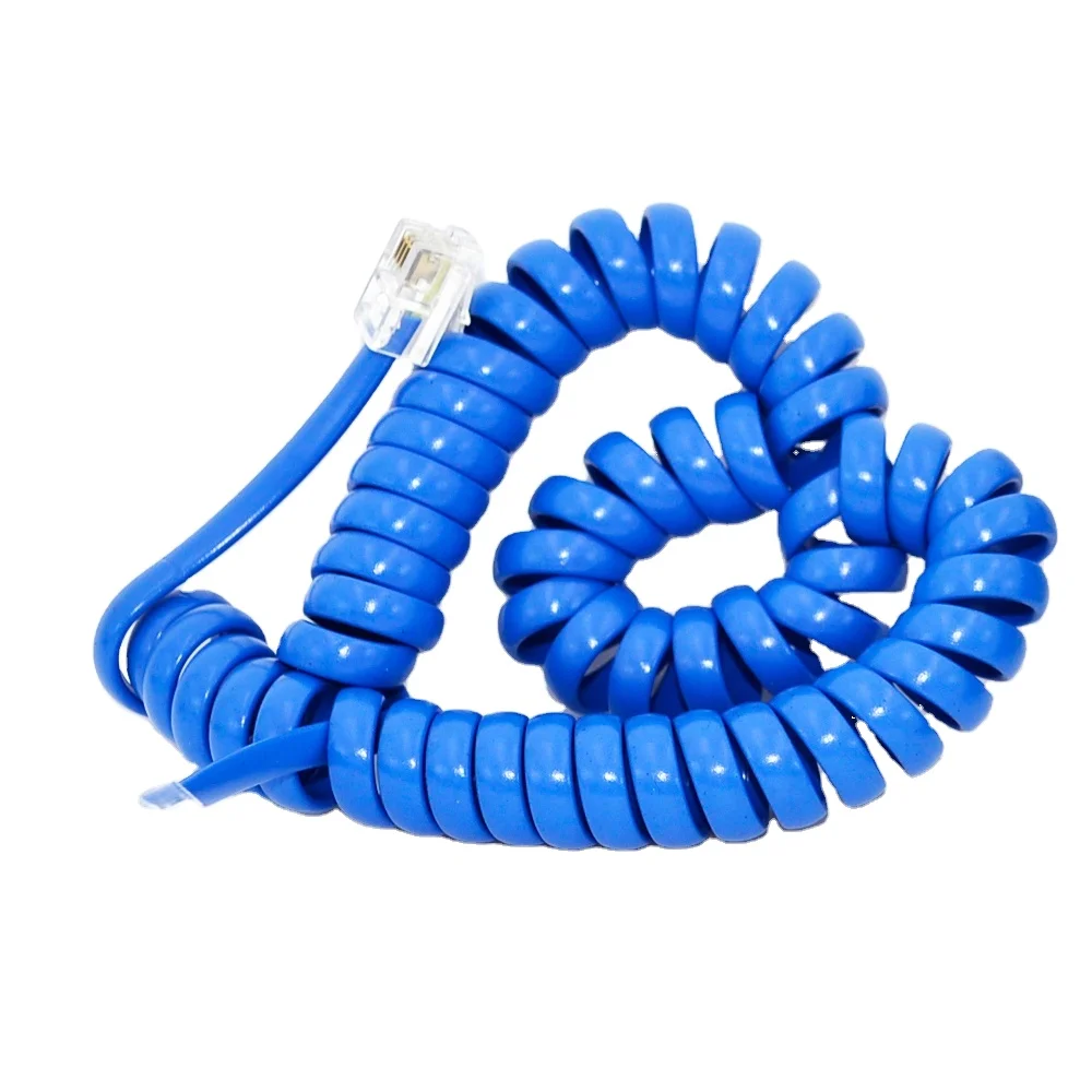  Hot selling 4 core pin RJ9 Spiral telephone