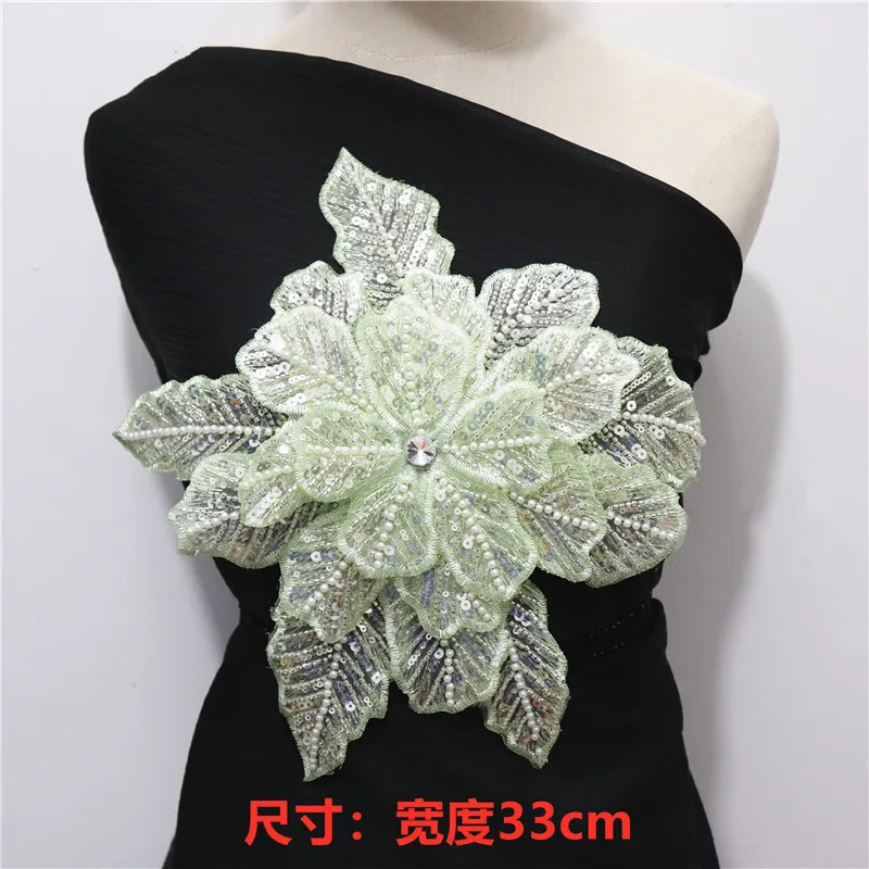 Extra Large Handmade Flower Intricate Beaded Rhinestone Decorative Flower Snowflake Shape Clothing Accessories