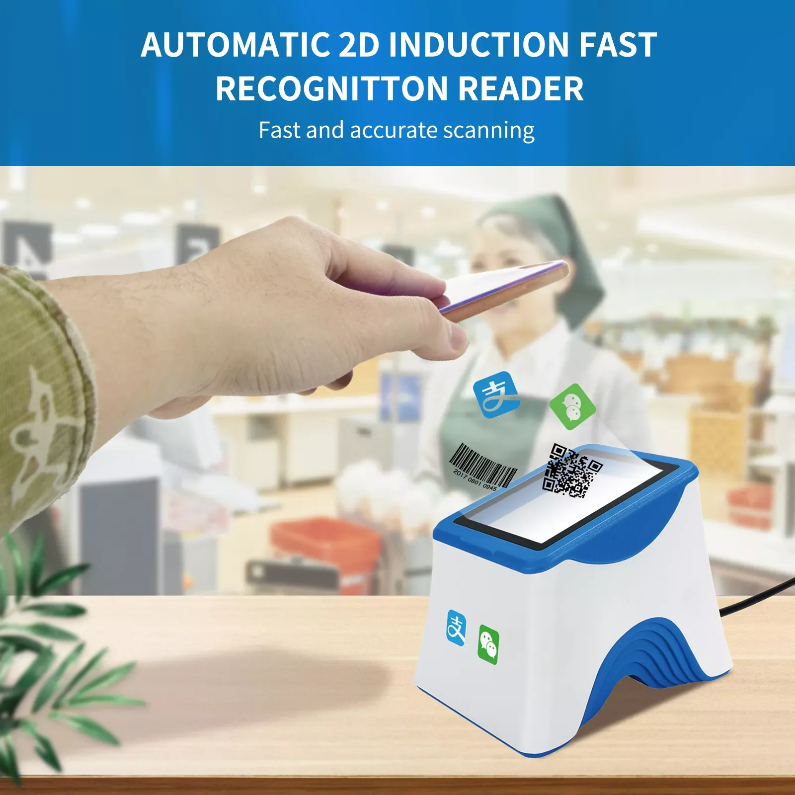 NETUM NT-2016 2D QR Desktop Barcode Reader Flatbed Scanner