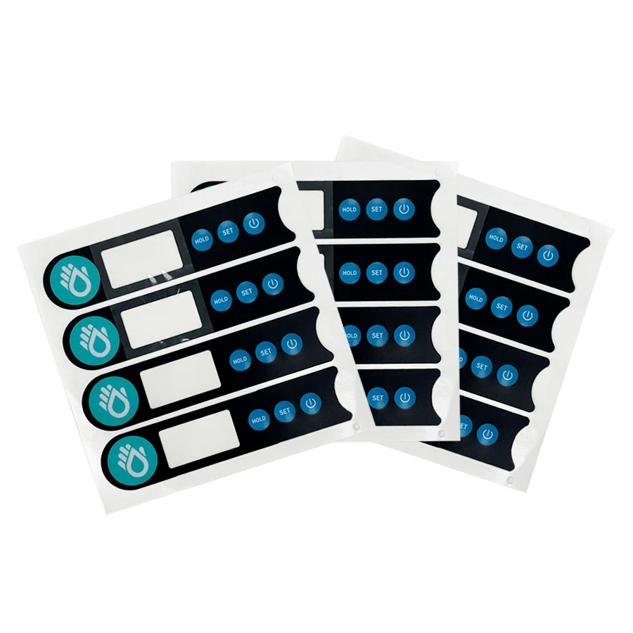 PC material membrane front panel graphic overlay with self adhesive