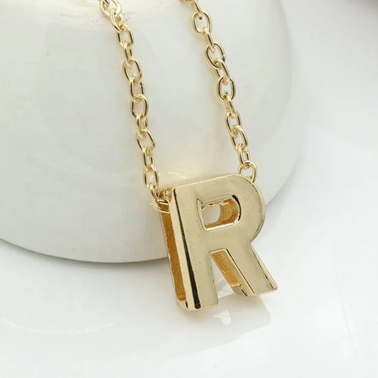 Fashion Stainless Steel alloy Jewelry Gift Gold Plated 26 letters Customize word Alphabet Necklace