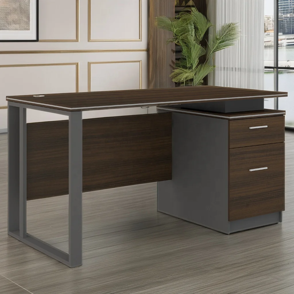 Metal Furniture Leg Base for Director Work Table Wood Tabletop Computer Desk with Drawer