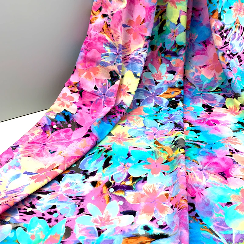 Custom Printed 80 Nylon 20 Spandex Fabric High Elastic Dry Fit Jersey Print Fabric for Swimwear Dance wear