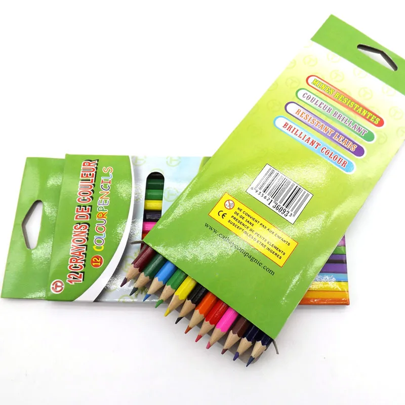 Wholesale custom student wooden color lead 2.8mm hexagonal drawing color pencil with color box packaging