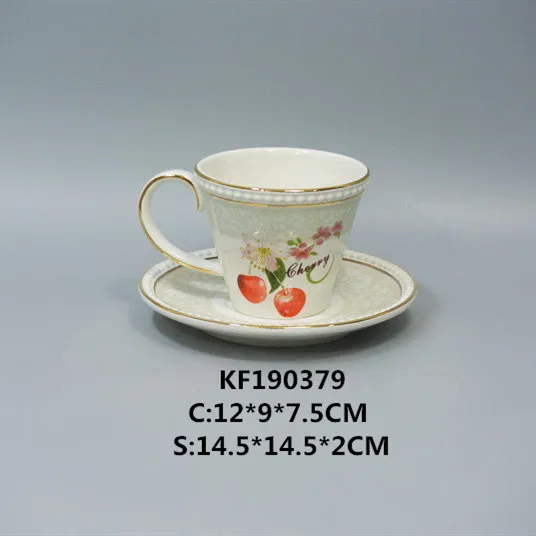 Turkish custom exquisite printed coffee tea milk cups and saucers retro classic ceramic latte cup set