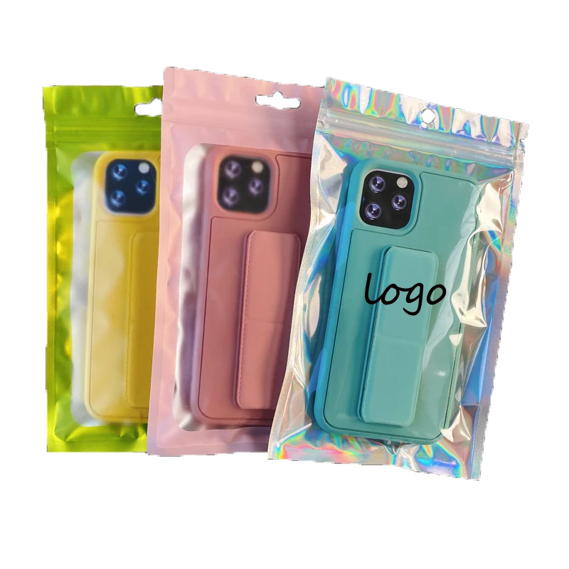 High End Pink Foil Reusable Plastic Packaging Bags Custom Plastic Phone case Bag