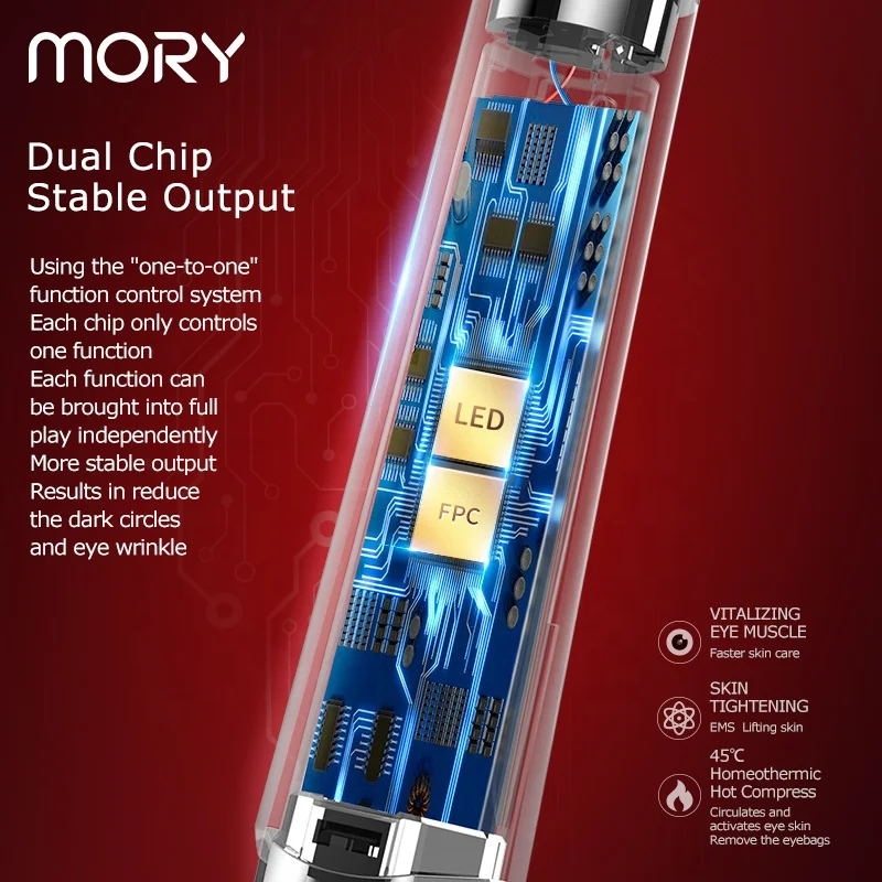 Mory beauty machine eye massager electrical hot and cold rechargeable multifunction eye massager electric wireless with led