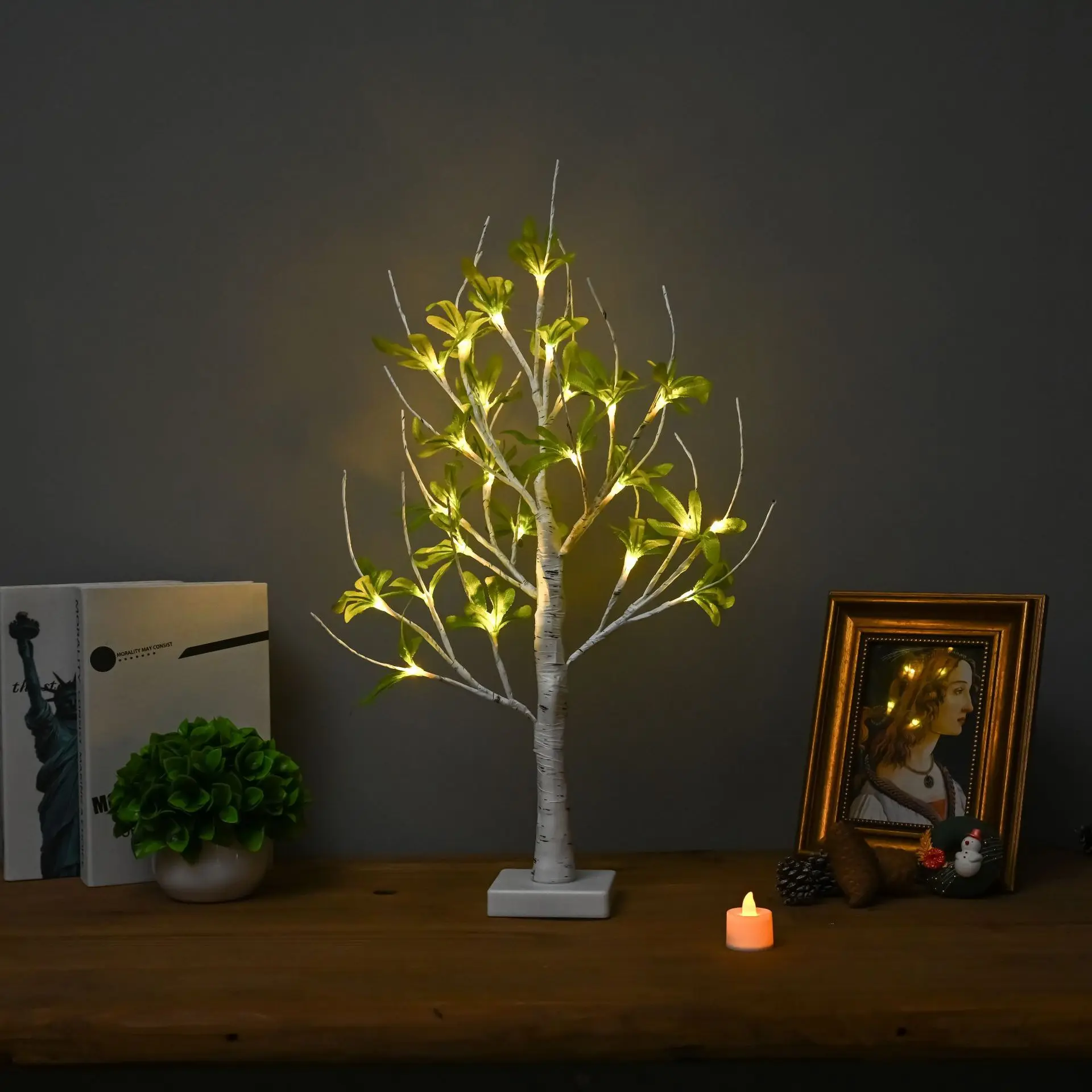 New Easter Tree With 24pcs Easter Egg Decoration Light Up Tabletop Christmas Tree Ornament For Party Led Tree Gift For Family