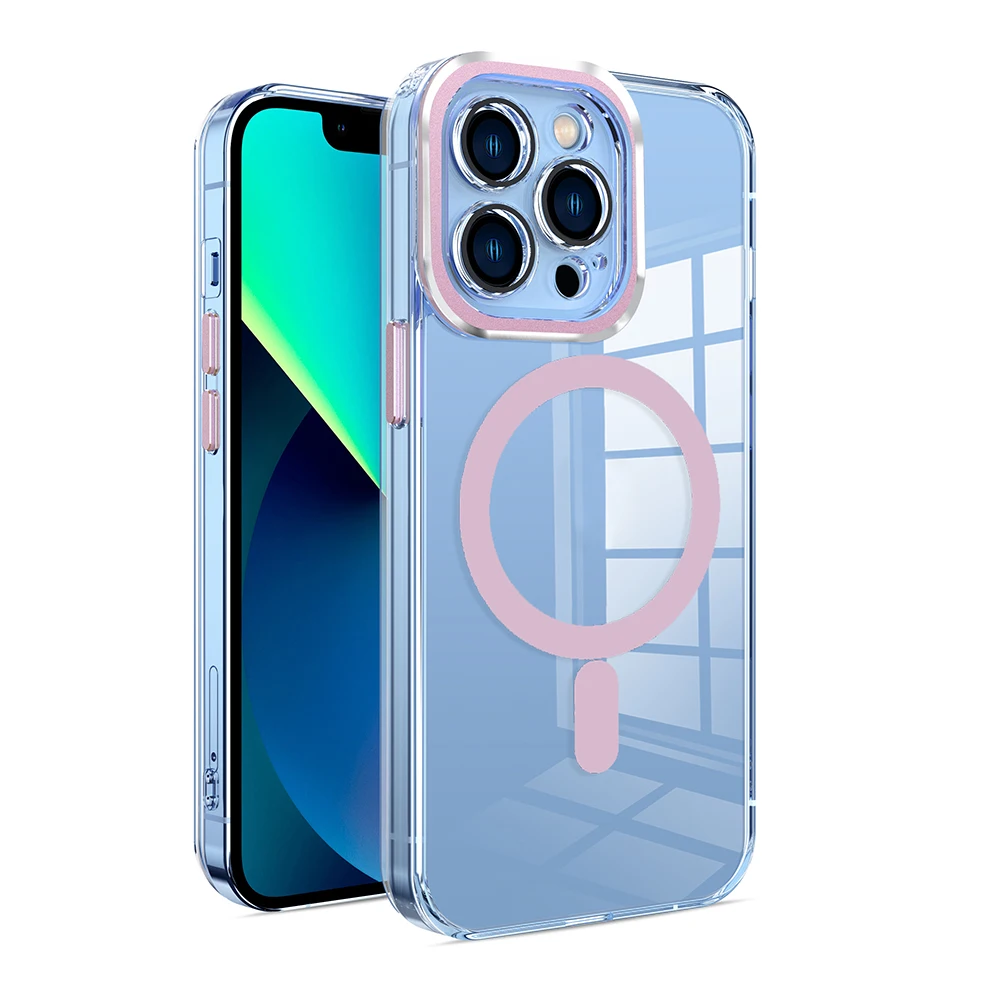 Amazon Magnetic Phone Case Original Premium Transparent Magnetic Shockproof Magnetic Wireless Charger Phone Case For Iphone 14