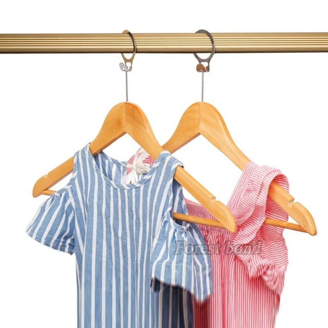 Hotel high quality wooden Anti-Theft hanger with security ring clothes store wooden security hanger