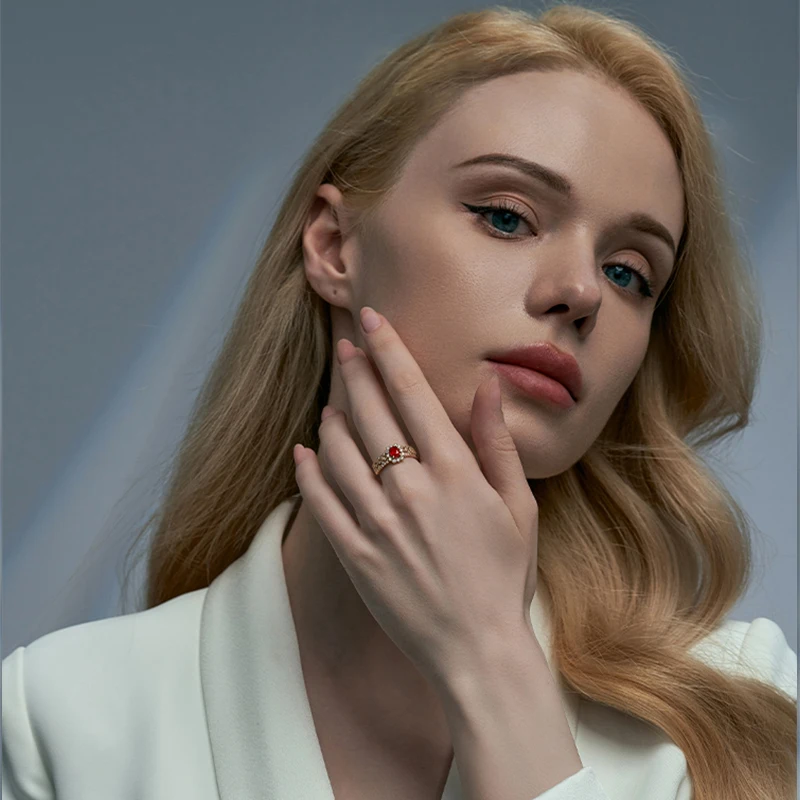 lab grown ruby customized 9K 18K yellow gold ring for wedding party women jewelry hot sale GRS certificates gemstones