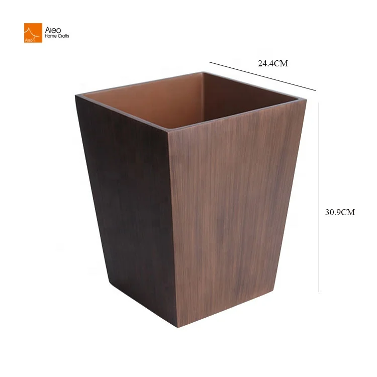 Eco Hotel Room Trash Can And Office Household Kitchen Waste Bin Durable Bathroom Trash Can With Wooden Grain