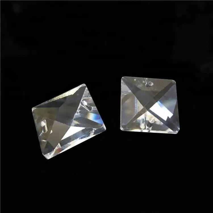 Honor of crystal 14mm crystal glass square beads in two holes clear/transparent for curtain/door chandelier strand garland decor
