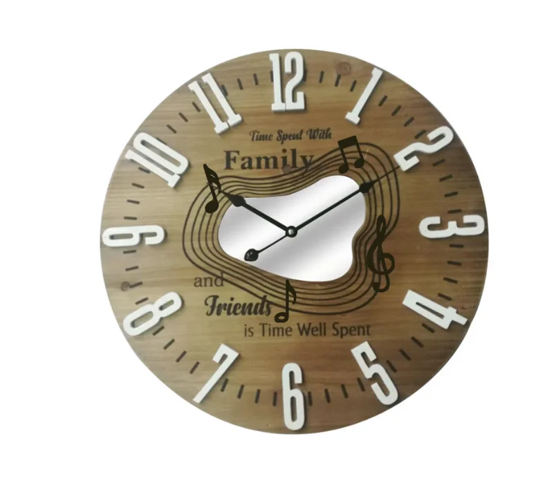 wall clock gear interior  household wooden frame metal wall clock for home decor