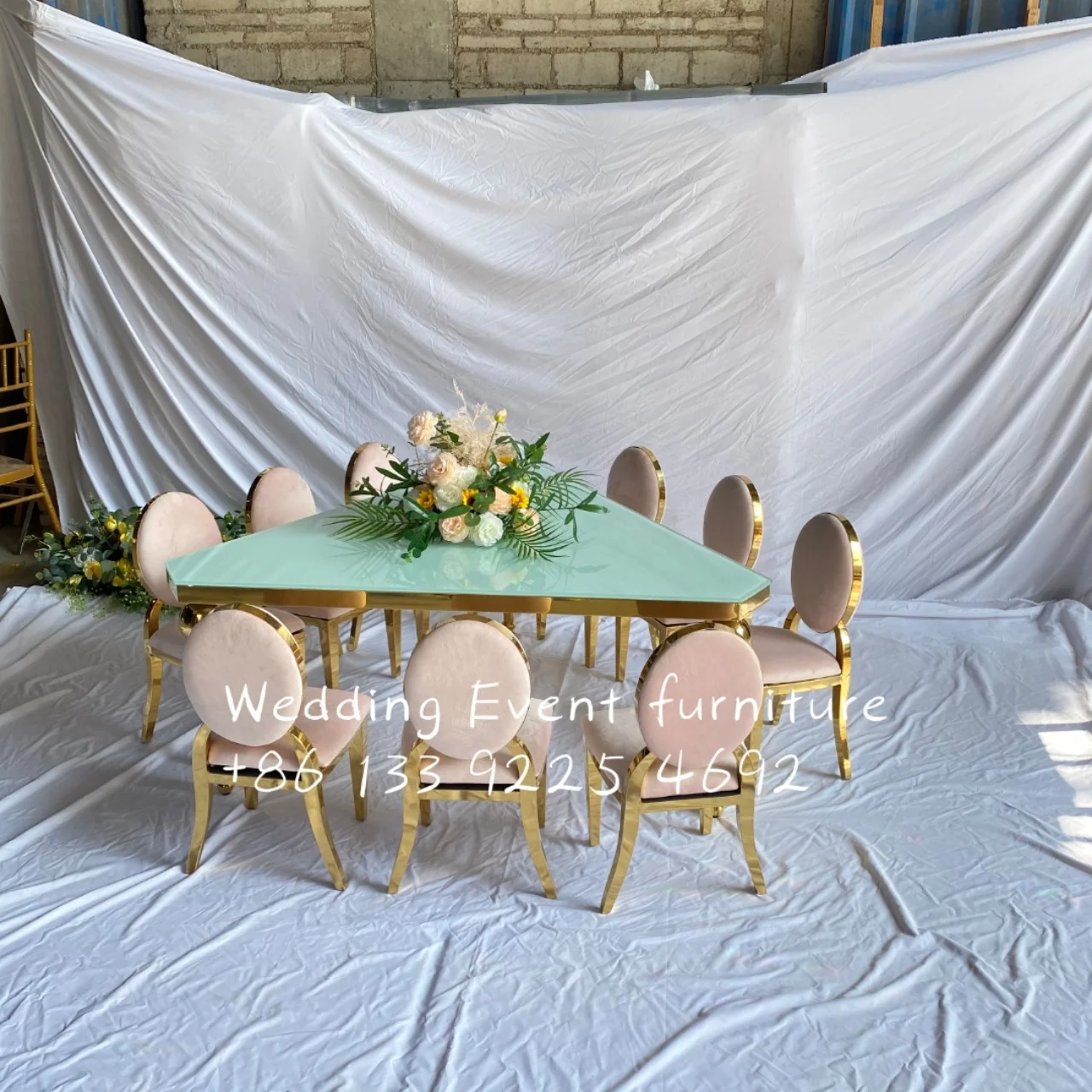 Hot sale kids party used event banquet gold stainless steel children table