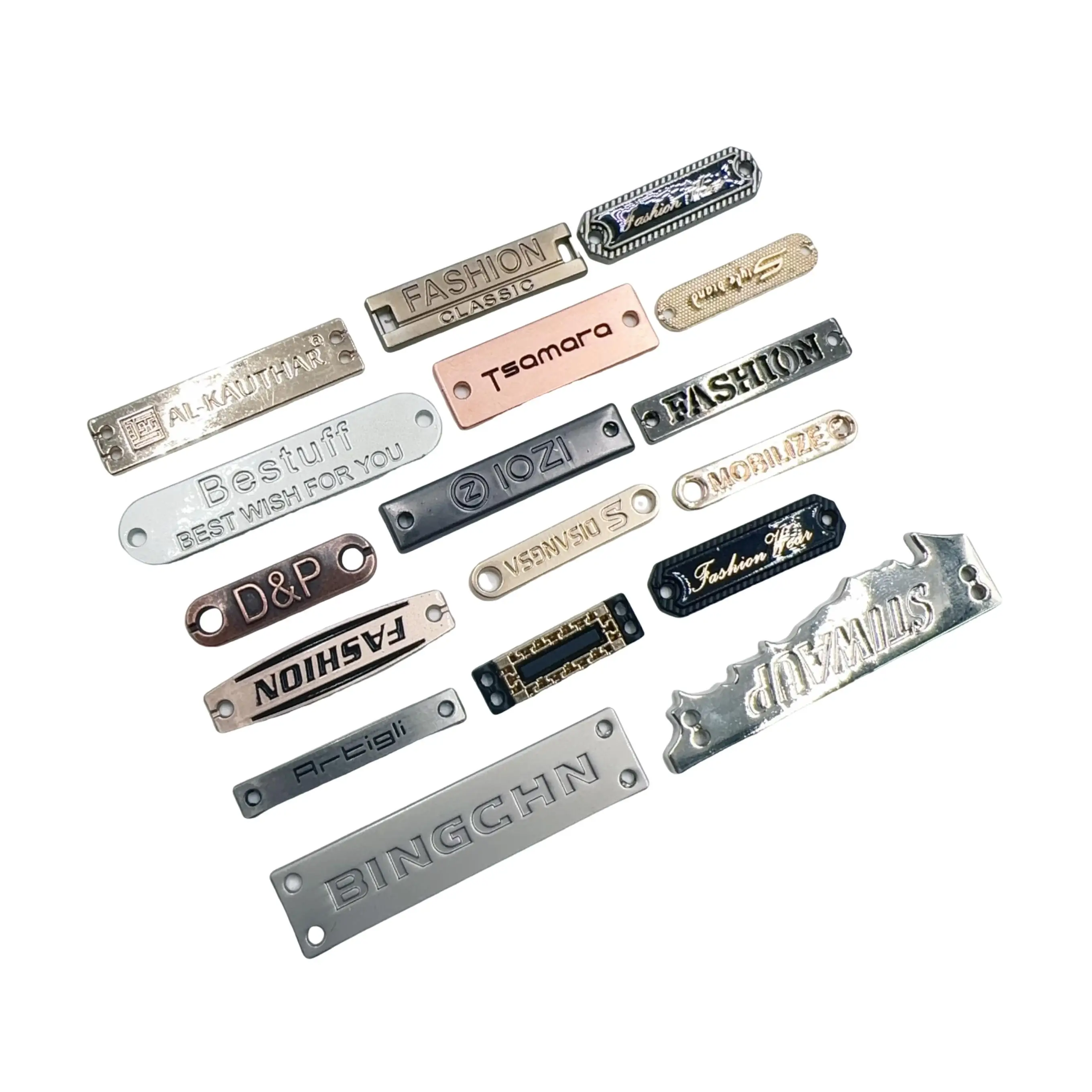 FREE SAMPLE Clothing Metal labels Trademark Logo Letter Hand Sewn Hardware Letter Label Clothing Logo Trademark
