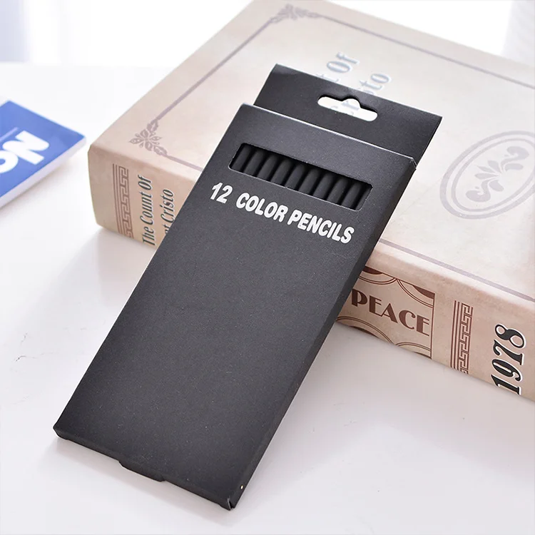 ANI 12 colors color pencil set High quality Eco Friendly  black wood pencil For kids drawing