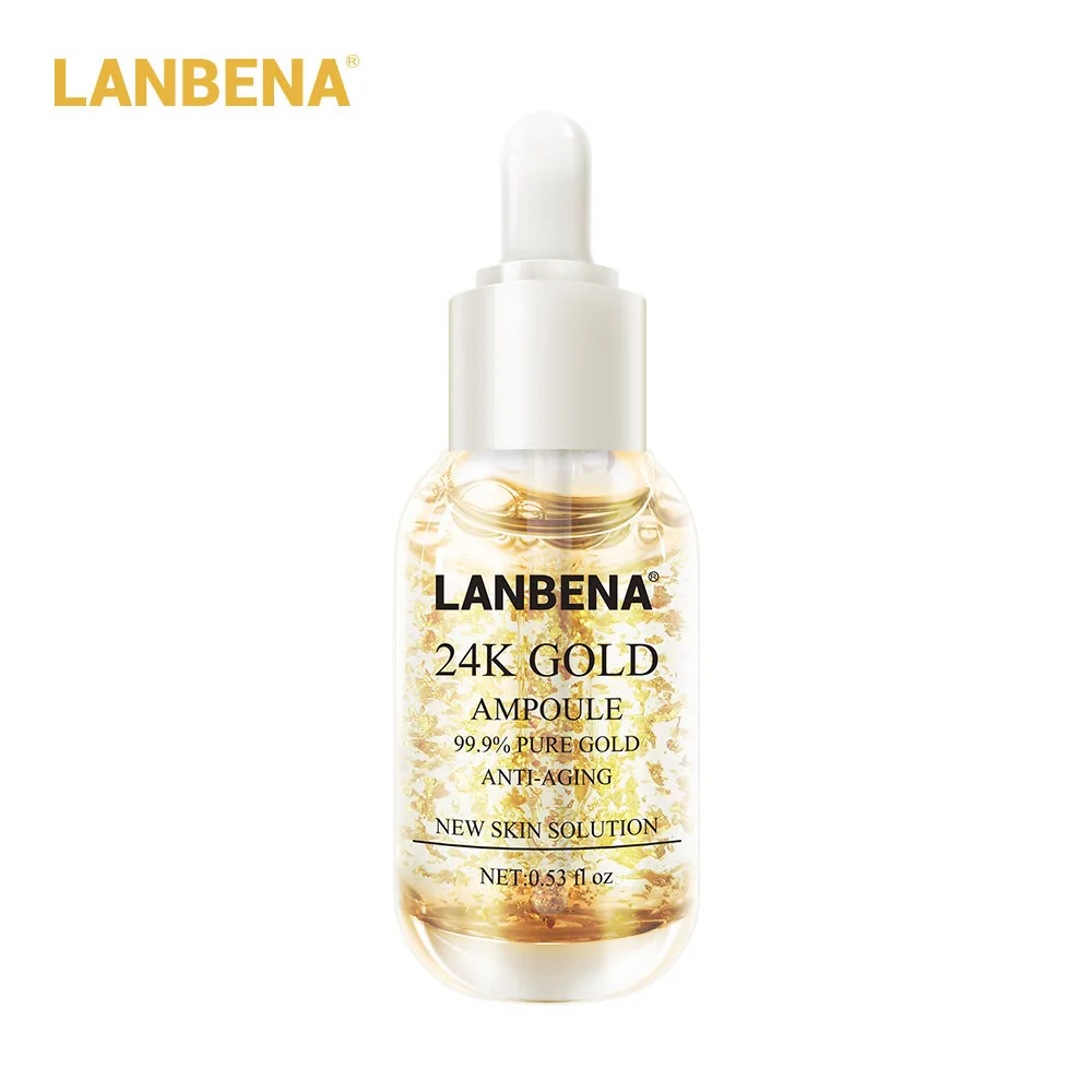 
OEM ODM Facial Collagen Moisturizing Essence Lift Firming Anti-aging Anti-wrinkles Whitening Face Skin Care 24k Gold Serum 