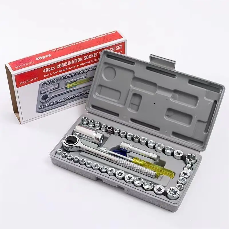 Combination 40 piece auto repair machine repair wrench socket car hand set ratchet wrench tool kit