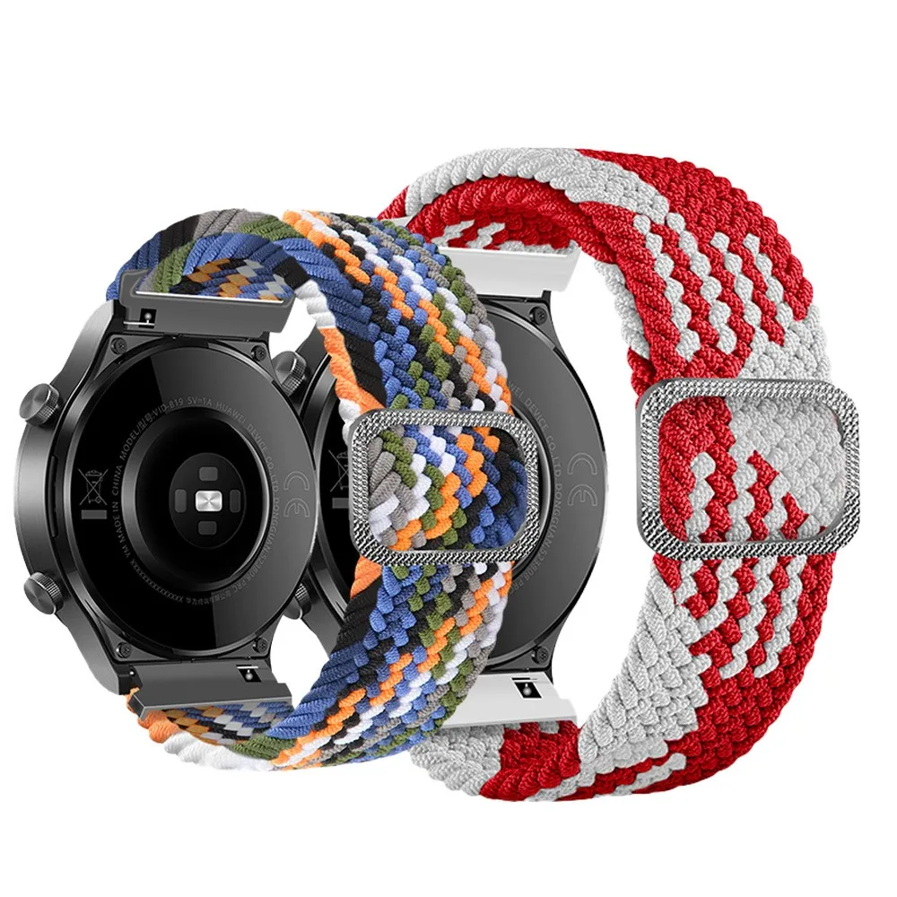 Ремешок нейлоновый для смарт-часов Samsung iwatch 4 5 регулируемый плетеный эластичный браслет с пряжкой 20 мм 22