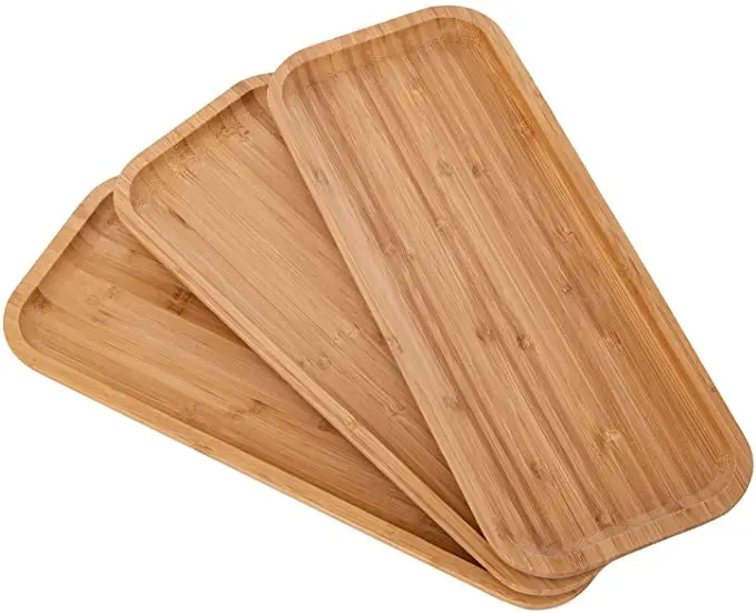 Bamboo Tray Food Plate Wood Cheese Board Steak Coffee Tea Nuts