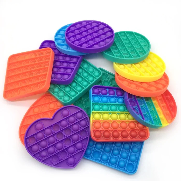
Multicolor Toy Fidget Push Toys Silicone Square Round Heart Bubble Stress For Sensory Educational Color Soft Hot Rainbow Pop It 