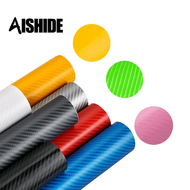 Aishide Carbon Fiber Vinyl Wrap Film 2D 3D 4D 5D Car Wrapping Foil Console Computer Skin Phone Cover Motorcycle Car Stickers