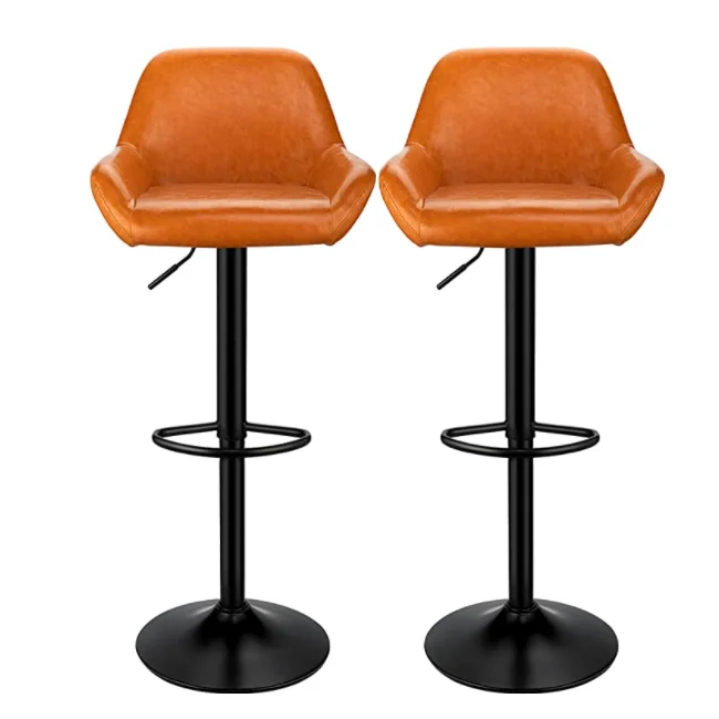 Factory Wholesale black coated support base leather stool swivel bar chairs stools high chair