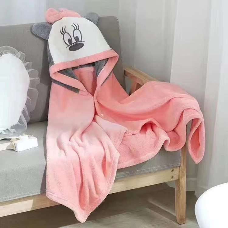  Lovely Coral Fleece Kids Towel With Cloak Portable Quick