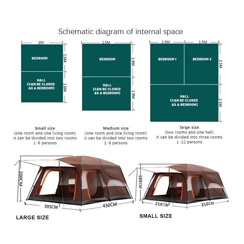 Manufacturer Family 12 Persons Waterproof  Outdoor Camping Tents With Room