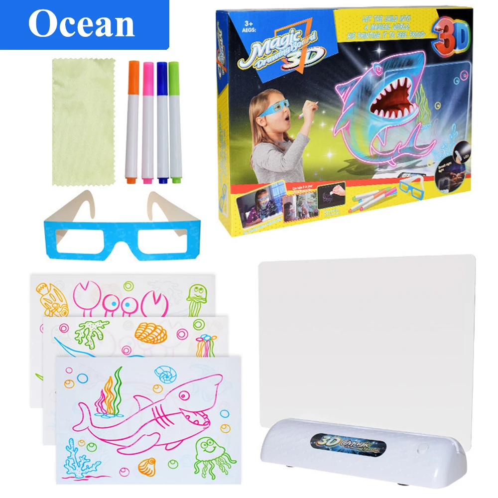 Toy Drawing light board 3D Led Light Up magic drawing board for kids