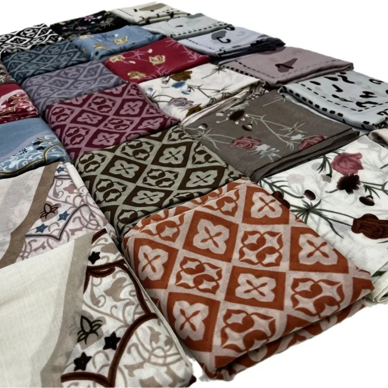 Hot Model Malay Square Women Yarn Tensilk Cotton Voile Square Scarf Spot Muslim Girls Hijab