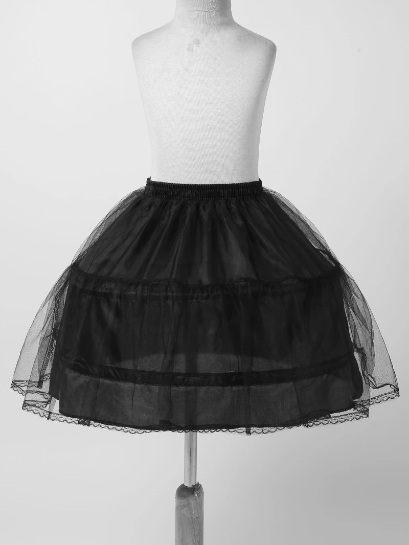 KYO Child Lolita Fish Bone Support Girls Elastic Waistband Mesh A-line Petticoat Bridal Wedding Underskirt