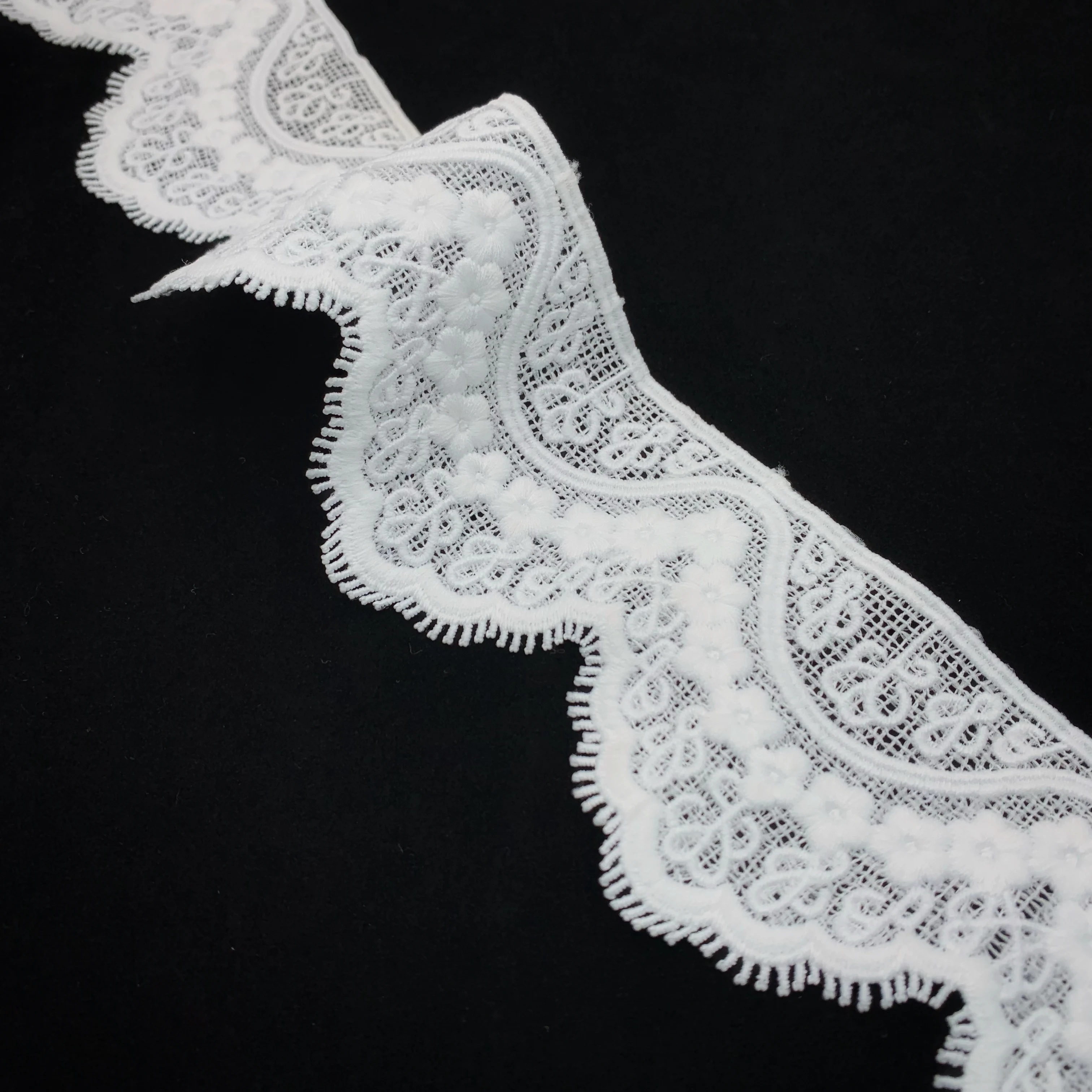 Wholesale Kg stock Fashion White Polyester Milk Silk Guipure Lace trim