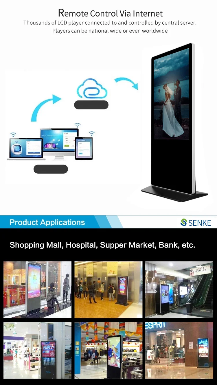 Factory Price  16:9  LCD Standing Bus Stop Outdoor Advertising Monitor Totem Kiosk 50/60/49 Inch IP65 High Brightness