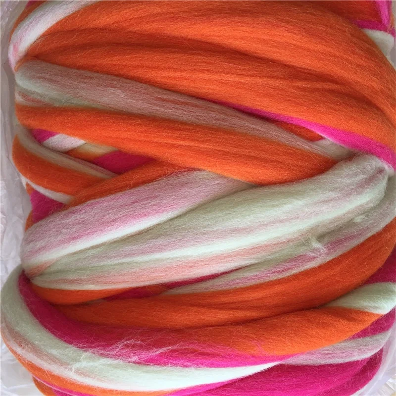 Factory Wholesale Super Chunky Giant Merino Wool  Yarn  Jumbo  100% Woll  Roving for  Spining  Arm  Knitting  Blanket 40m/kg