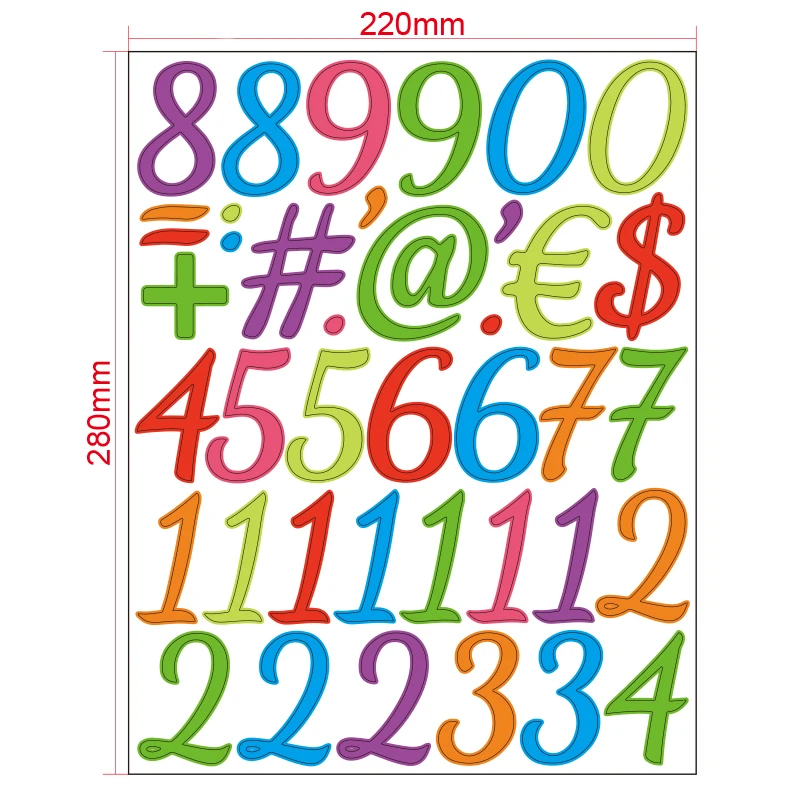 Attractive Kids Number Game 0 to 9 Stickers Kit For Mailbox Colorful Self Adhesive Vinyl Gift Alphabet Sticker Scrapbooking