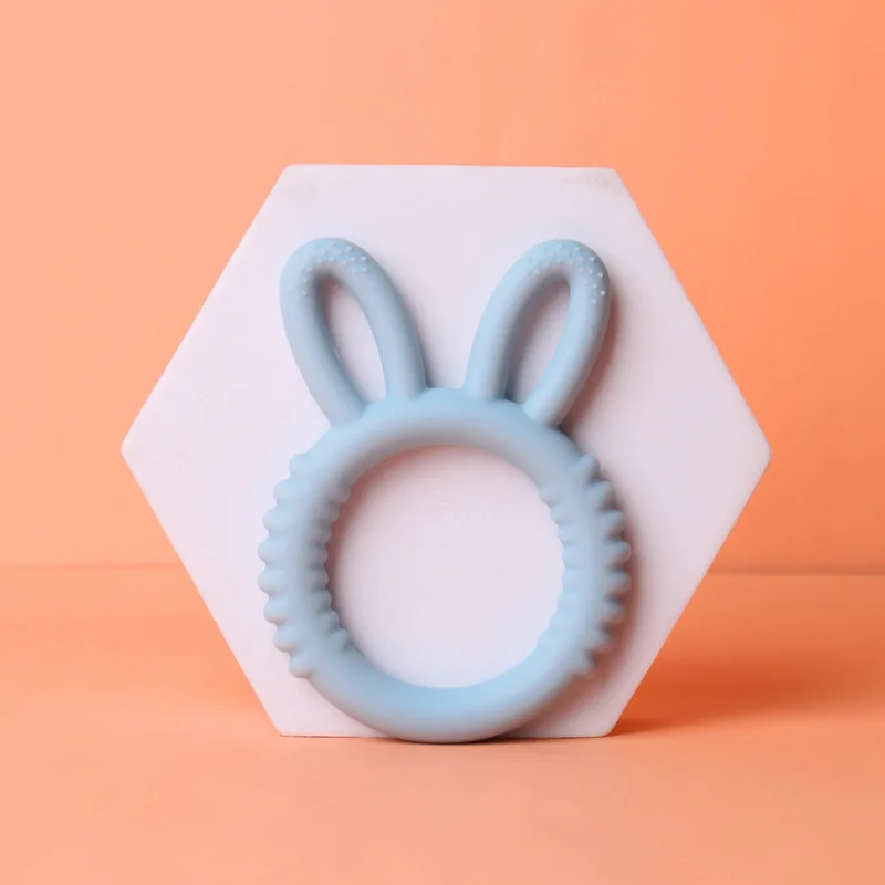 Hot Selling Cute Rabbit Shape Baby Teether Bpa Free Ring Silicone Chewable Toys For Baby