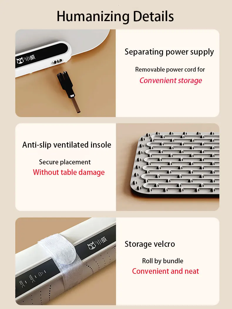 Nano-Material Portable Electric Warming  Silicone Heating Food Warmer Warming Tray Adjustable Temperature Dish Warming Plate