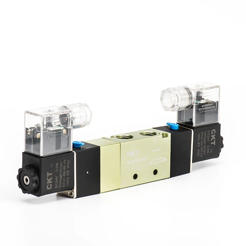 CKT Aluminum Material Electric Pilot Operated 5 Port Valve Solenoid