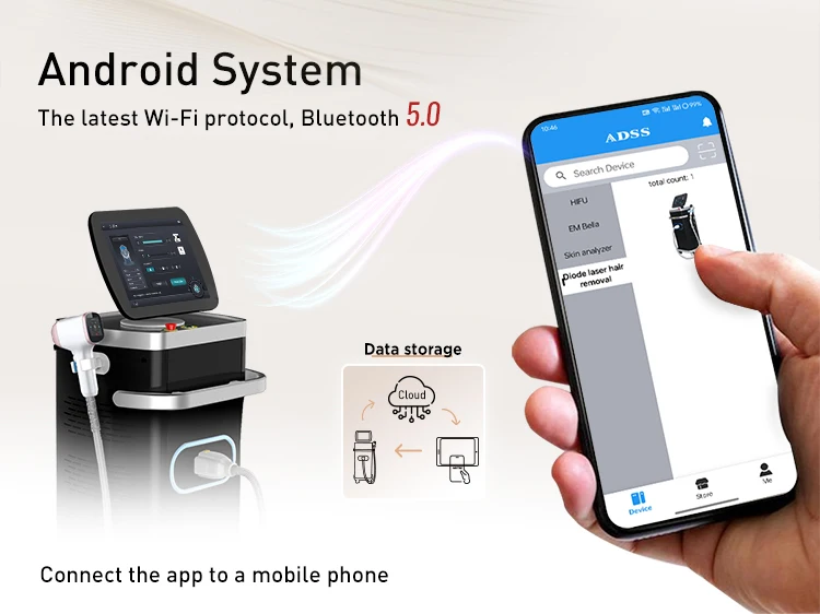 ADSS 4 Wavelength Alexandrite Professional Diode Laser Hair Permanent Removal Machine with Adjustable Spots