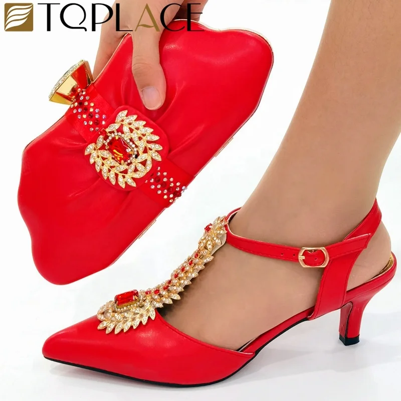 Fashion high quality African shoe and bag set/Nigeria party  with matching bag