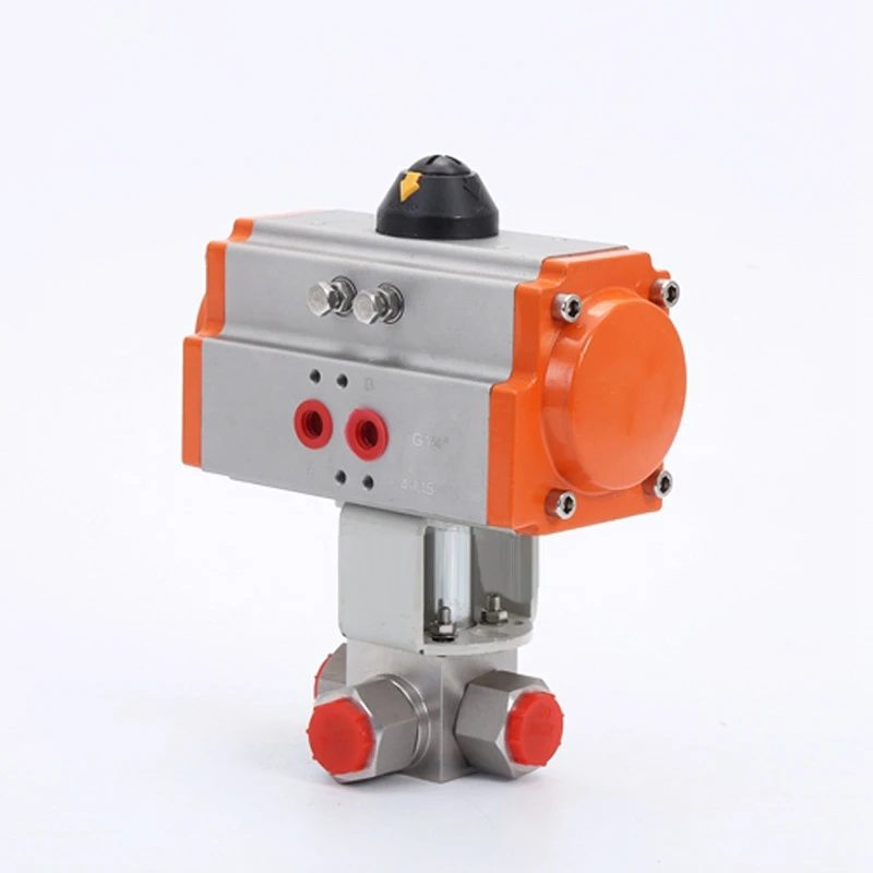 60Mpa 1 1/2inch NPT thread Forged Stainless Steel 316 600bar High Pressure Hydraulic 3 way T/L pneumatic Ball Valve