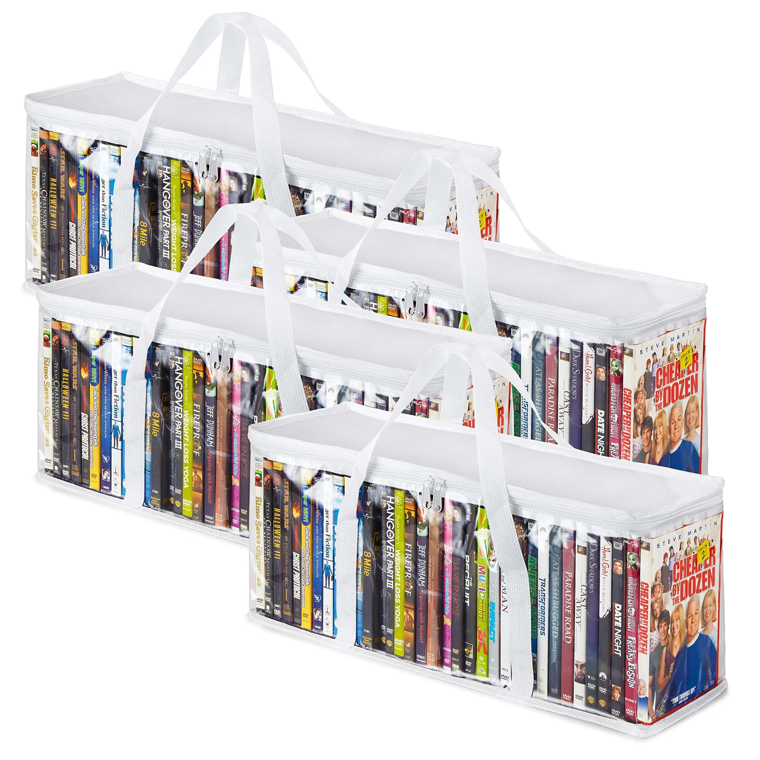 Convenient Travel Home Storage Organizer Bag Durable PVC CD DVD Book Shelves with Partition Easy Carry Transparent Storage Bag