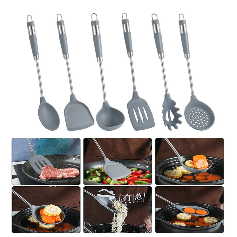 Stainless steel silicone kitchenware set silicone utensil kitchen accessories kitchen utensils silicone set