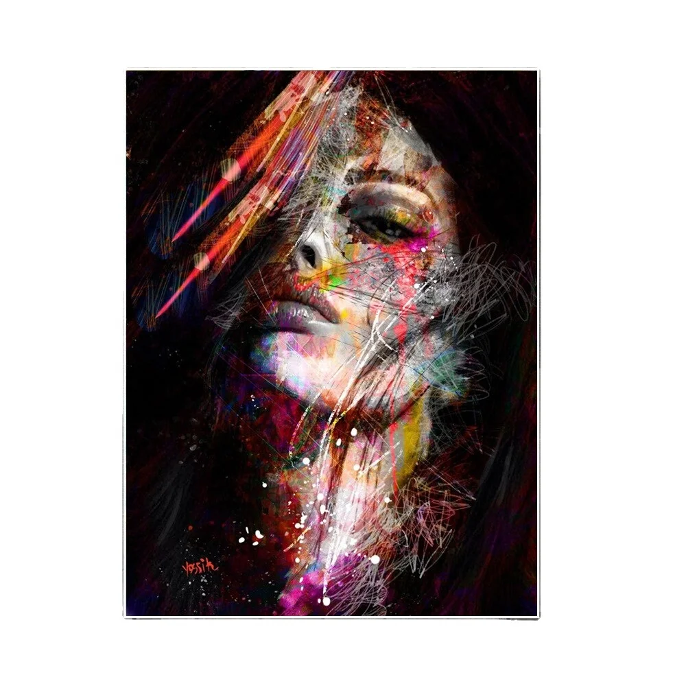 Abstract Woman Face Colorful Hand-painted Oil Painting Home Goods Wall Art Decoration Canvas Painting
