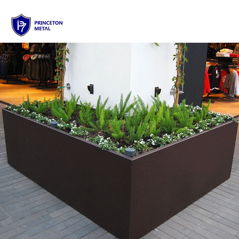 Modern powder coated large flowerpot outdoor street garden metal aluminum planters