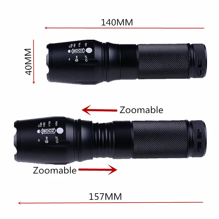 Wholesale G700 aluminum Rechargeable Flashlight 1200-lumen xm-l T6  Led Bulb Pouch Outdoor strong Torch light for bike