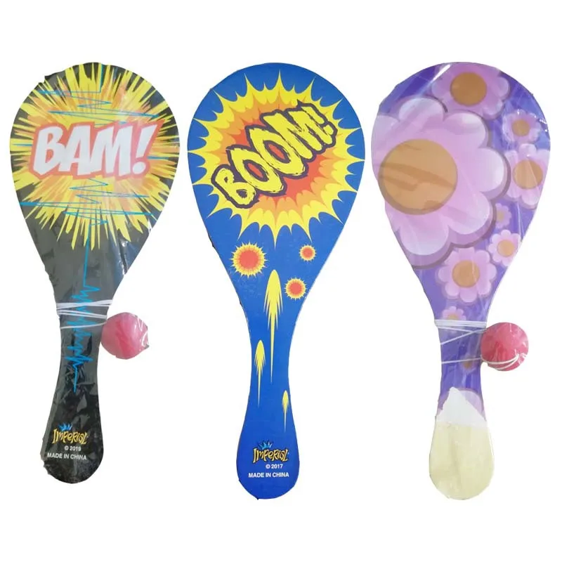 Customized logo children animal cartoon Wooden Beach Paddle bat ball game